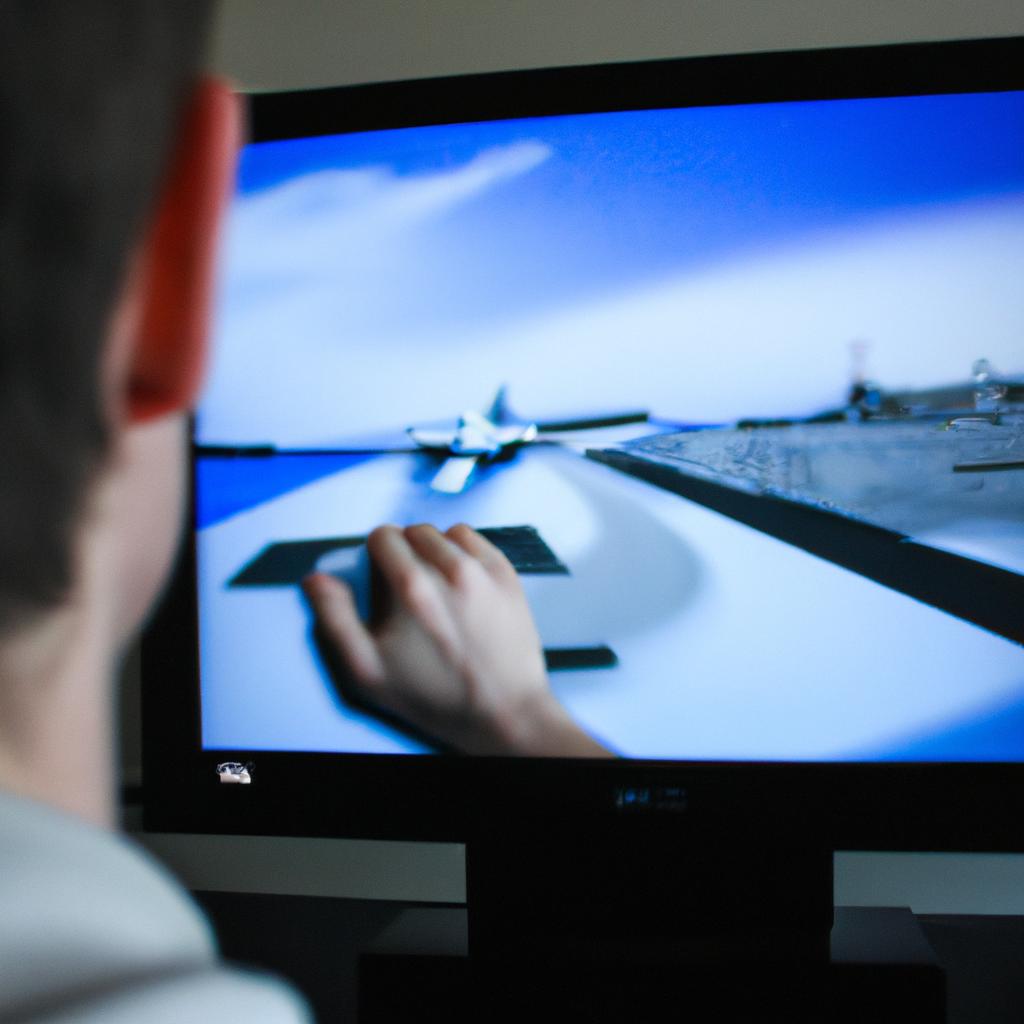 Person using flight simulation software