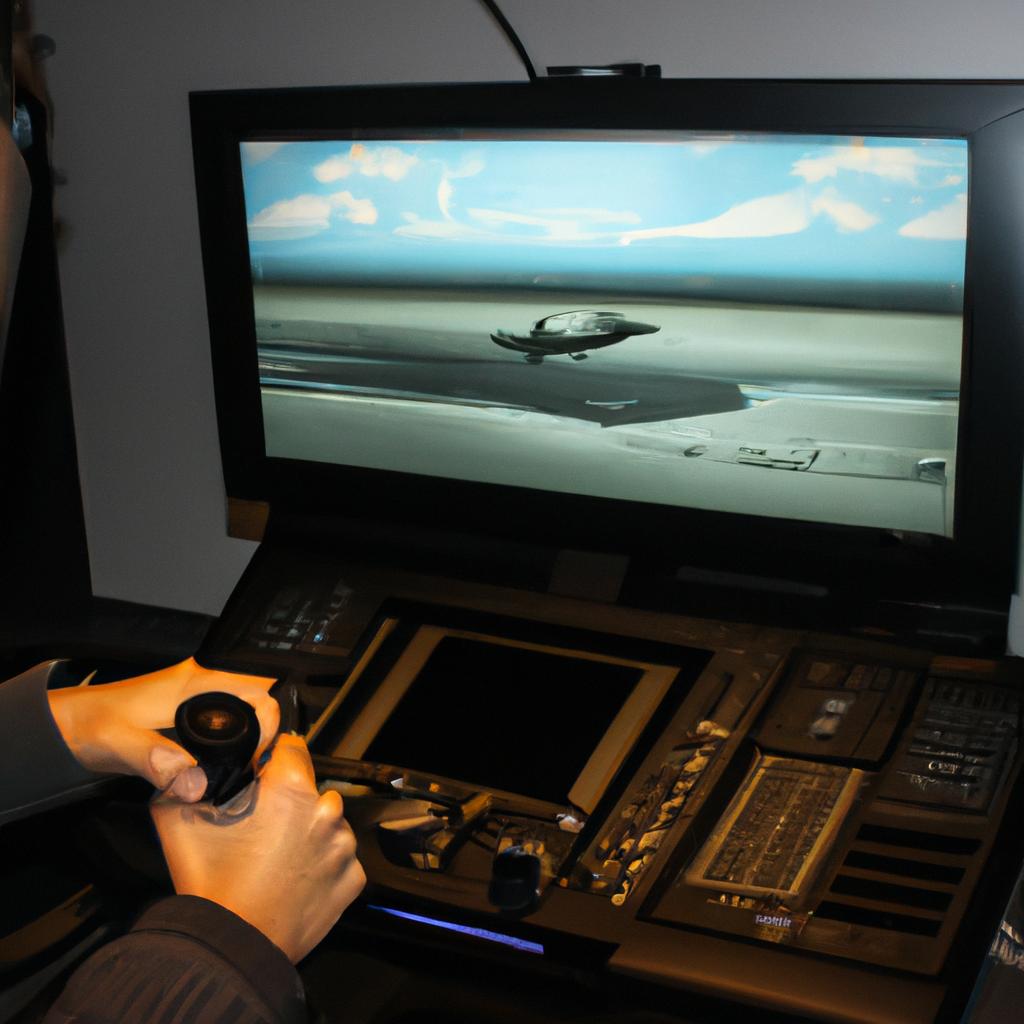 Person using flight simulator software